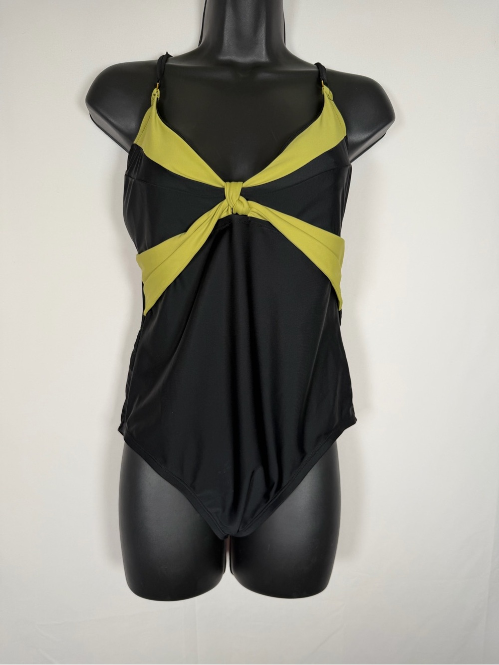 Black & Green Colorblock Twist Front One-Pieceâ Swimsuit